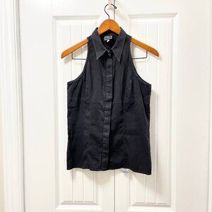 Vintage Versace Jeans Couture Sleeveless Button Up Blouse Black